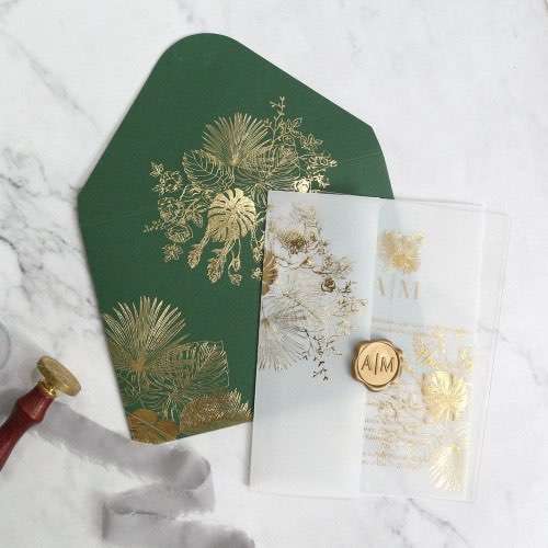 Transparent Acrylic Invitation Rectangle Vellum Paper Cover Foiling Card Customized 